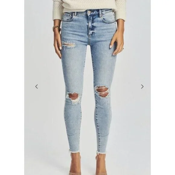 SER.O.YA MAYA Coastline Distressed Raw Hem Mid-Rise Skinny Jeans 25x29” NEW X - Picture 2 of 11